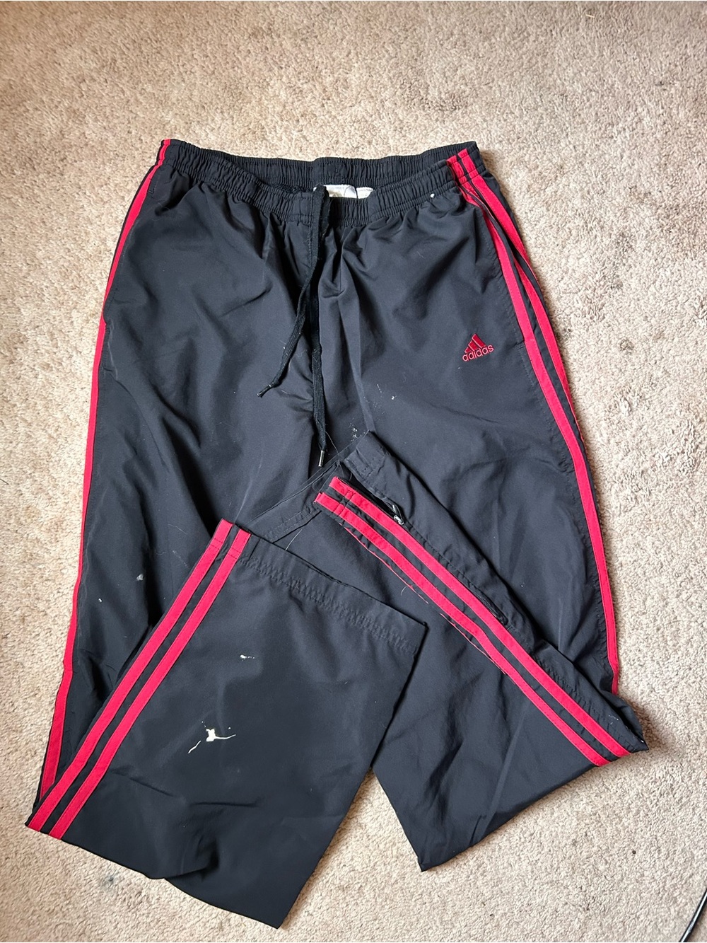 adidas Black Track Pants with Red Trim